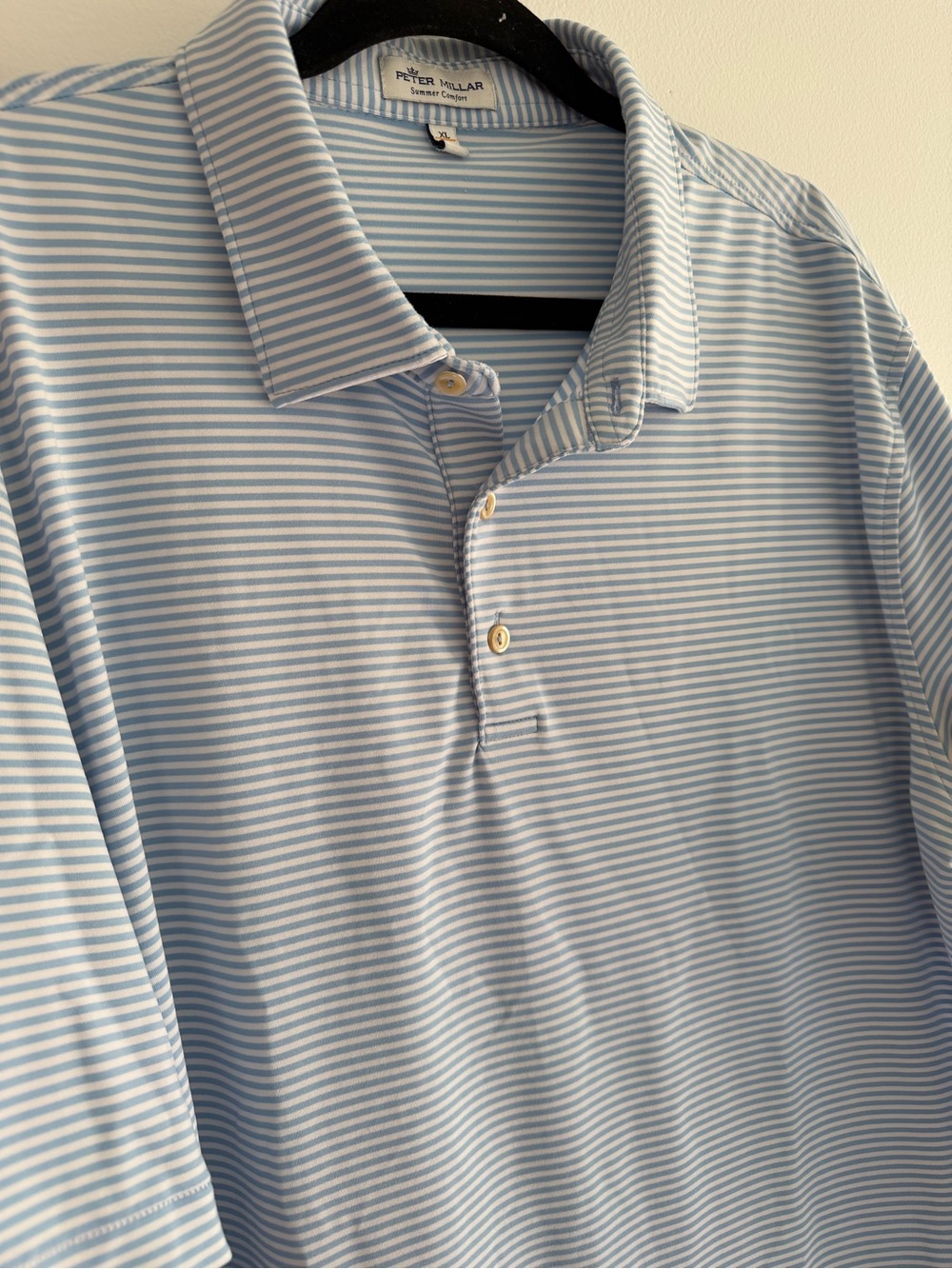 Peter Millar Men’s Light Blue Striped Polo Shirt size XL